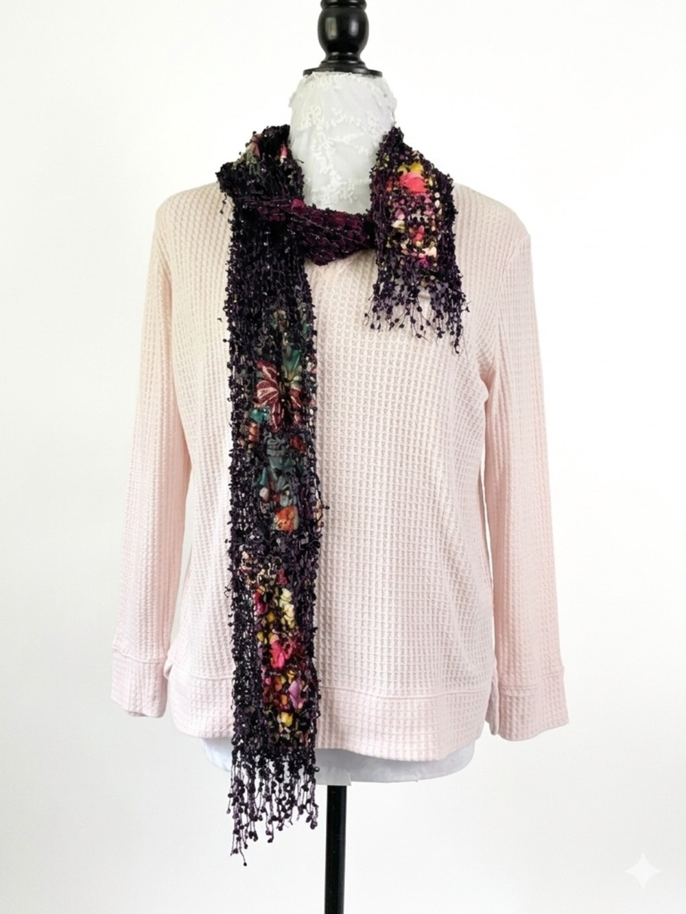 Handmade Eyelash Mesh Scarf Purple Large